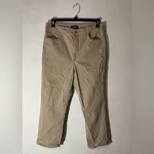 Express super high rise, straight Pant Size 14R Tan Elastic Waist